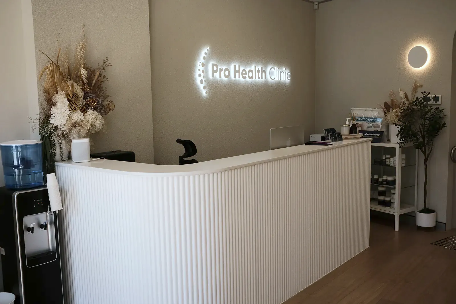 Reception desk at Pro Health Clinic in Ashfield